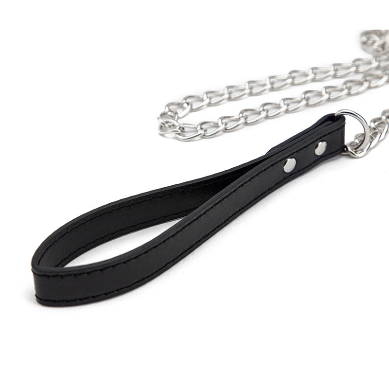 Image of Erotic SM props leather collars adult products alternative that dog bell collar leash leash is popular in Europe